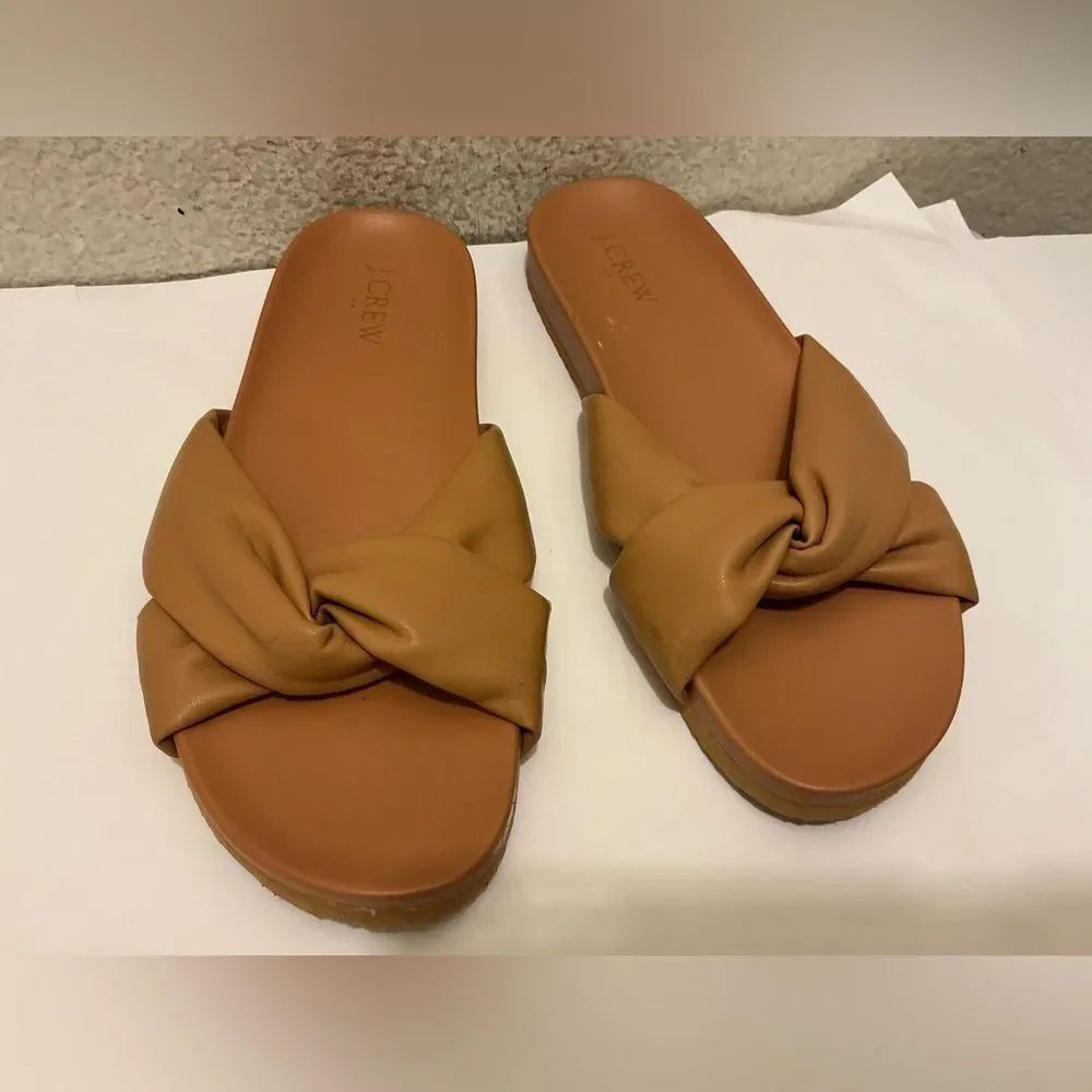 J. Crew Women’s Twisted Knot Tan Padded Slide Sandals